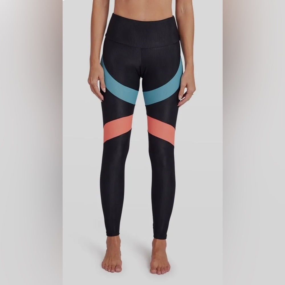 🆕 NWT Onzie Cadence Leggings High Rise Ribbed Aquamarine Size XS